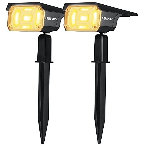 40 LEDs Spotlights,IP65 Waterproof Solar Powered Landscape Spotlights 2-in-1 Wall Light, Outdoor Landscaping Lights Auto On/Off for Yard Garden 2Pack Warm-White