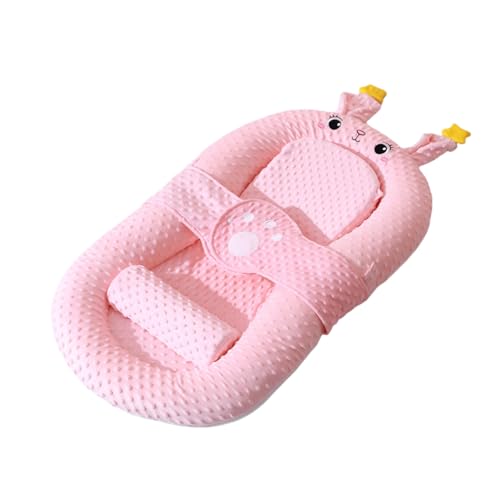 Suzapiwベビーベッド、新生児、ベッドインベッド、バイオニックスリーピングパッド、新生児、折りたたみ式、吐き戻し防止、眠りを誘うアーティファクト、おもちゃラック付き、ベビーギフト、出産祝い (ピンクバニー,ベビーベッド + スロープマット) [並行輸入