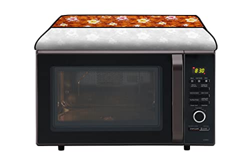 Image of Stylista PVC Microwave Oven Cover for LG 32 L Convection MC3286BLT, Floral Pattern Orange