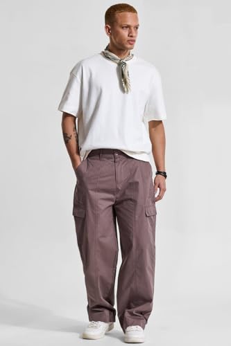 Image of SNITCH Button Closure Cotton Blend Light Weight Machine Wash Full Length Loose Fit Cargo Pants