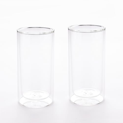 Image of UMAI Double Wall Borosilicate Glass Coffee Mug (Set of 2) 250ml | High Thermal Resistance | Microwave & Dishwasher Safe | Gifting Pack for Friends /Family /Couples | Transparent Tea Cups Saucers.