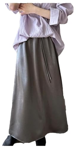 Women's Satin A-Line Skirt Mid-Length Loose Drawstring Office Casual Daily Wear