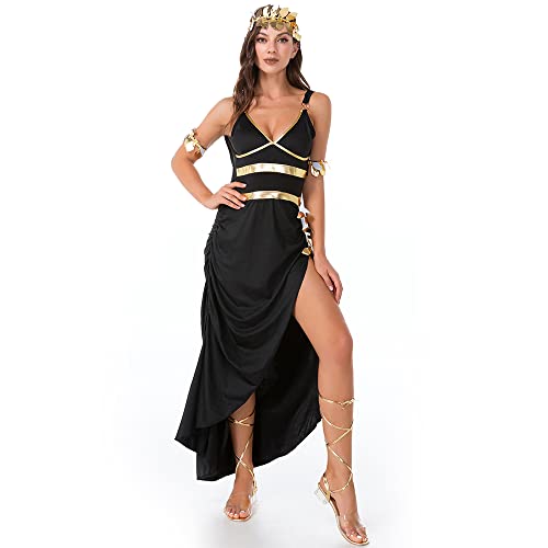 Image of Ulalaza Women's Cosplay Costume Cleopatra Greek Goddess Ancient Roman Warrior Uniform Outfit for Halloween Party