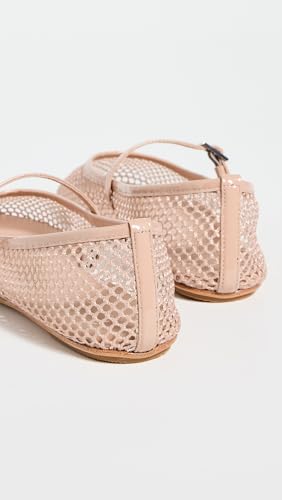 Black Suede Studio Women's Mika Flats, Nude Mesh with Nude Patent Str, 11 Medium US3