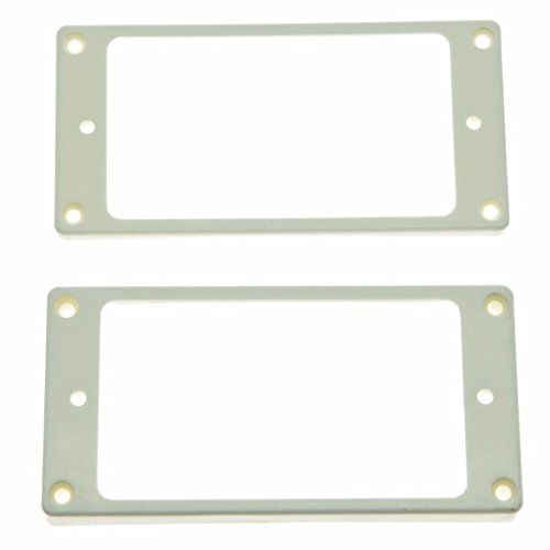 Dopro Set of 2 Plastic Humbucker Pickup Ring Pickup Mounting Frame Curved Bottom 35 for Neck and 79 for Bridge Pickup White