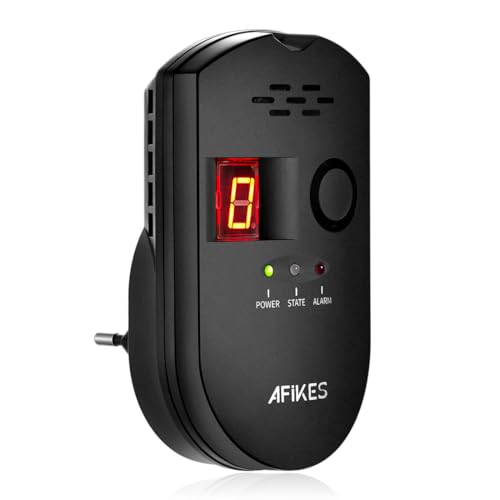 AFiKES - Detectores de Gas, Alarma de GLP/Gas Natural/Gas Ciudad, con Alarma Sonora y Pantalla Digital LED, Monitor de metano, propano y butano...