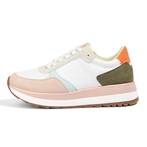 LUCKY STEP Women’s Platform Fashion Sneakers Retro Neutral Classic Trainers Colorblock Casual Lace-up Stylish Tennis Chunky Walking Shoes