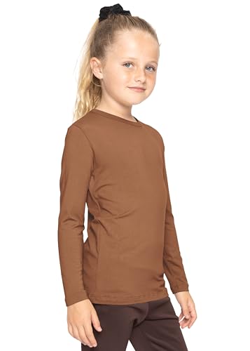 Image of Shirts for Girls Long Sleeve Crew Neck Top, Hoodie or 3 /4 Sleeve Soft Stretch Kids Lightweight Size 2-16