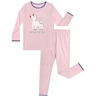 LACOFIA Kids Girls Pyjamas Set Children Cotton PJs Long Sleeve Sleepwear Soft Comfy Nightwear Pajamas Purple Unicorns 6-7 Years