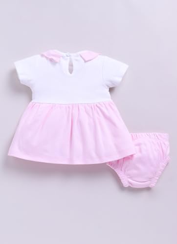 Image of Smart Baby Cotton Frock Set for Baby Girl - Stylish Soft Dress with Bloomer & Headband | 9-12 Months | Mint and White | Pack of 1