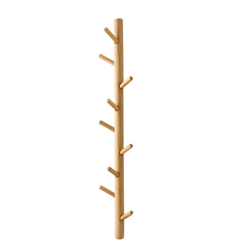 ZHOUXIAO Solid Wood Vertical Coat Rack Wall Mount,Branch Shape Coat Hooks Hanger 90cm