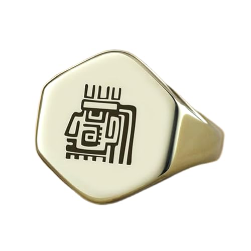 Bague géométrique aztèque vintage, chevalière homme pour un style quotidien