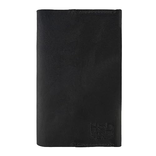 Hide & Drink, Pocket-Sized Memo Books Cover Compatible with Field Notes (3.5 x 5.5 in.) Journal Case with Card Slot, Refillable Travelers Notebook, Full Grain Leather, Handmade, Charcoal Black
