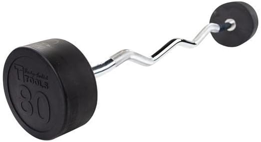 Body-Solid (SBZ80) Rubber Coated Fixed Weights Straight Barbell Bar for Weightlifting Exercise Bodybuilding Strength Training, 80lb (Midnight Black)