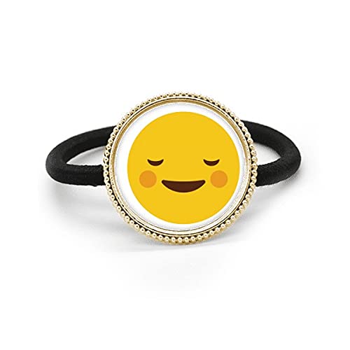 Coletero de metal plateado con emoji de chat amarillo y goma elástica para el pelo