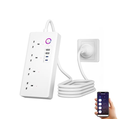 Image of Jinvoo Smart Power Strip, Surge Protector, WiFi Power Strip, USB Power Socket Smart Extension Cord Compatible with Alexa and Google, Smart Life APP Control, No hub Required