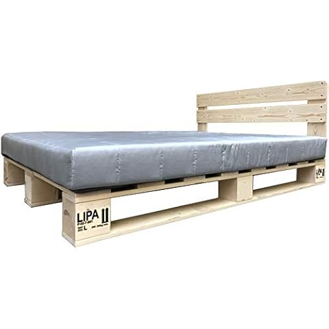 LIEGEWERK LIPA Palettenbett mit Kopfteil Massivholzbett Bett Holz 160x200 Holzbett 160cm Doppelbett Cover