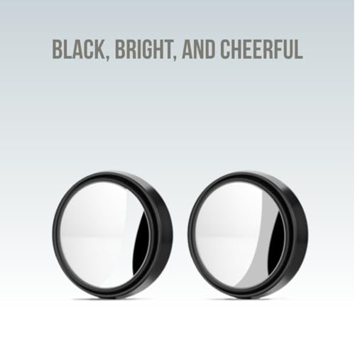 Image of Blind Spot Rear View Mirror - 360 Rotatable, Round HD Glass, Convex, Adjustable Automotive Side Mirror with ABS Shell, 3M Adhesive for SUV, Van, Universal Cars (Black, Pack of 2)