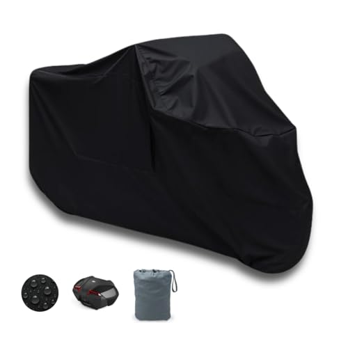 Bâche de protection pour moto, housse de moteur (Noir, compatible avec top case, longueur de moto 2,00 m – 2,10 m (M))