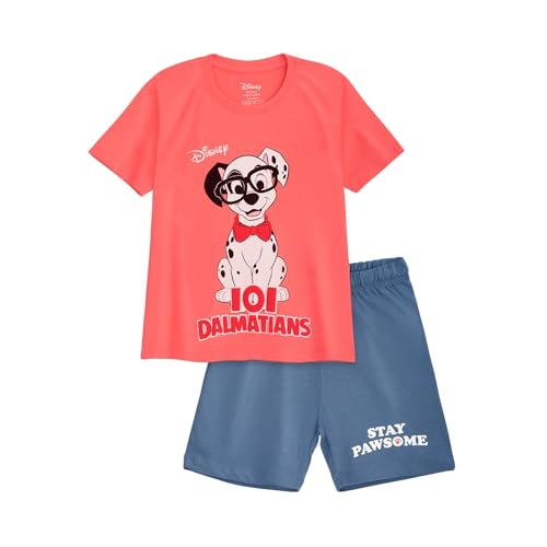 Image of Nap Chief Kids Disney 101 Dalmatians Printed Cotton Co-ord Set | Printed T-Shirt & Shorts for Boys & Girls