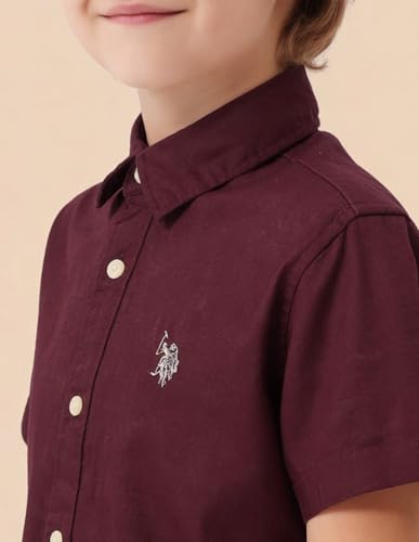 Image of U.S. Polo ASSN. Kids Half Sleeve Shirt for Boys - 100% Cotton, Spread Collar, Casual Shirt for Boys, Smart Everyday Wear
