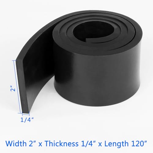 Image of WochiTV Solid Rubber Strips, 2 inch Wide x 1 /4 inch Thick x 120 inch Long Neoprene Rubber Sheets Rolls Perfect for DIY Gasket Material, Sealing, Liner, Shield, Padding, Mat