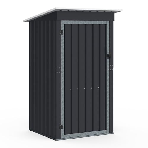 IDMarket - Caseta de jardín gris de acero galvanizado 100 x 95 x 160 cm con techo inclinado 1 puerta