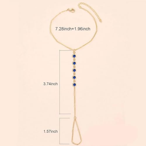 Image of Long tiantian Hand Chain Bracelet Gold Link Finger Ring Slave Bracelet