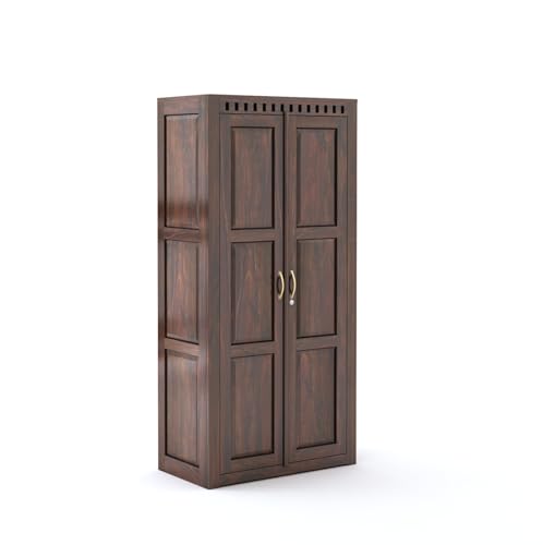 Image of SONA ART & CRAFTS Kuber Solid Sheesham Wood Bedroom Set | King Size Bed with Box Storage, Wardrobe, Dressing Table & Two Bedside Tables - Walnut Finish (Assembly Included)