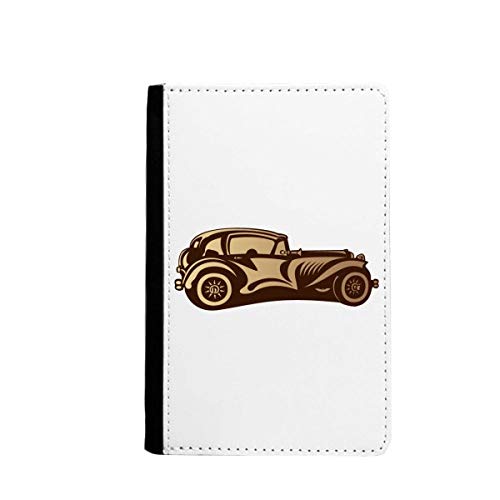 Étui portefeuille de voyage motif voitures classiques marron idée cadeau originale