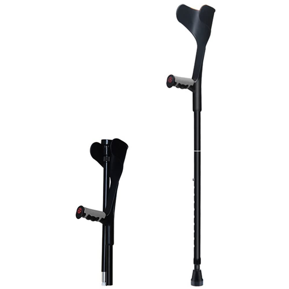 Bastón para antebrazo para adultos, muletas para codo, muleta telescópica ligera para brazo plegable para rehabilitación médica, 10 altura ajustable (color: negro, tamaño: 1 unidad) aniversario Lucky
