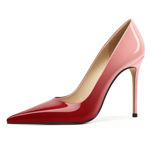 Image of Eldof Women's Classic Dress Pumps Shoes, Sexy Pointed Toe 4 inch Stiletto High Heels, Office Formal Slip On Size 5-13