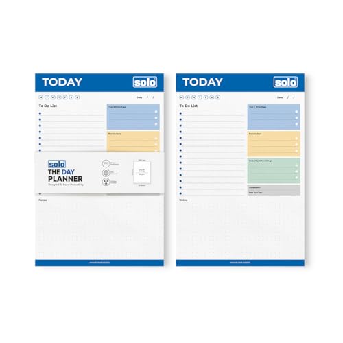 Image of SOLO A5 Daily Planner with 50 Tear-Off Sheets, 80 GSM Planner to Track & Schedule Your Day, Manage To-Do List, Goals & Budget Tracker, Ideal for Office, Home & School - Pack of 2