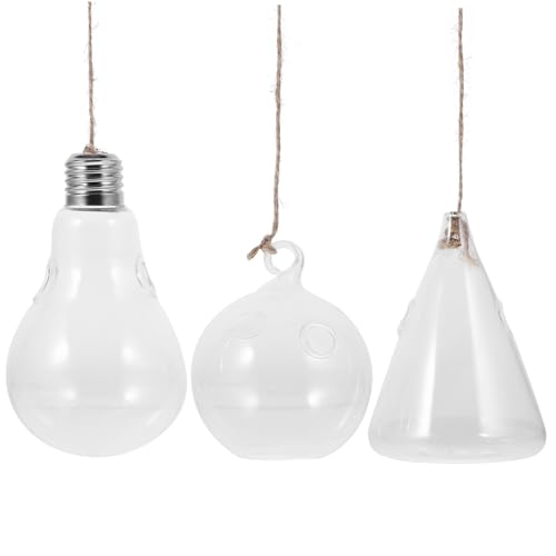 BEBEMOKO 3stücke Hängende Glasvase Triangular Round Bulb Für Hydroponik Stilvolle Terrarien Für Innenräume Für Pflanzen Und Dekoration