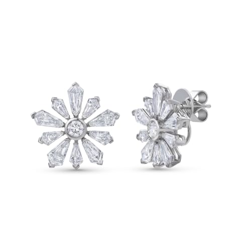 Winter Petal 4.47 Carat Kite Diamond Stud Earrings in 18K White Gold