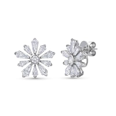 Winter Petal 4.47 Carat Kite Diamond Stud Earrings in 18K White Gold