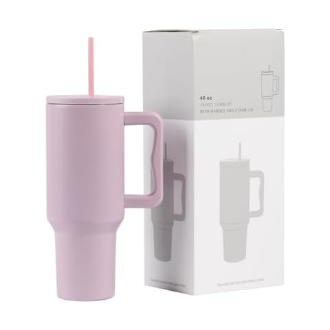 novelinks 40 oz Tumbler with Handle and Straw, Insulated Stainless Steel Cup for Large Water Capacity Leak-Proof Water Bottle for Water, Coffee and Various Beverages (Purple) Cover