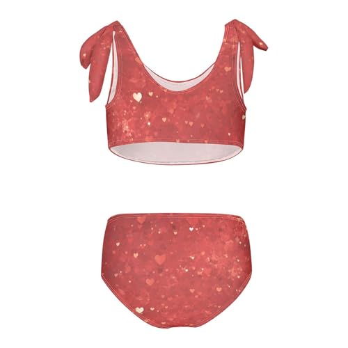 KLL Red Glitter Texture Girls' Two Piece Bikini Sets Beach Swimsuits Swimming Suits Adjustable Shoulder Strap2