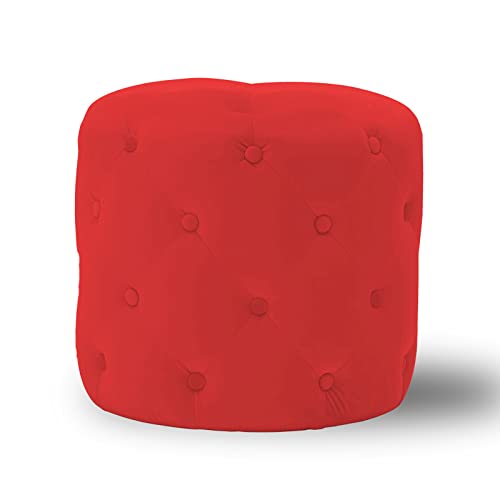 Table basse pour salon et chambre : le pouf velours rouge idéal - 2