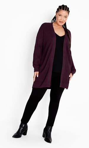 Image of Avenue Women's Plus Size Boyfriend Rib Knit Open Front Cardigan