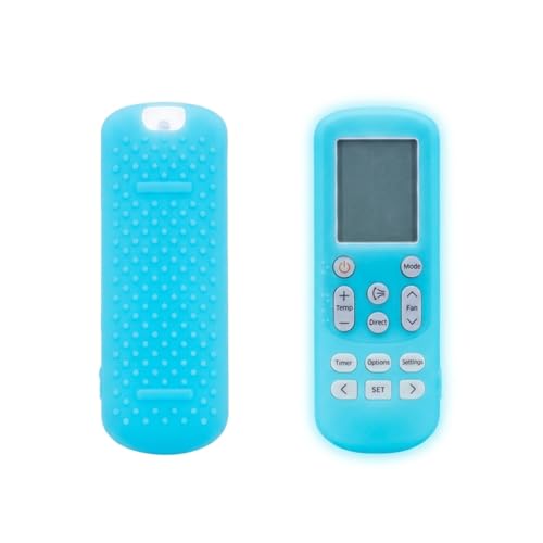 Image of Silicone Cover Compatible with Samsung Split Inverter Air Conditioner Remote Control, Shockproof, Stylish, Windfree 2026 Model Remote Cover - Glow in Dark Blue, Easy to find in Darkness