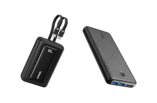 Anker Zolo Power Bank, 45W Max Fast Charging, 20,000mAh Battery Pack with Dual Built-in USB-C Cables with nker Portable Charger, 325 Power Bank (PowerCore Essential 20K)