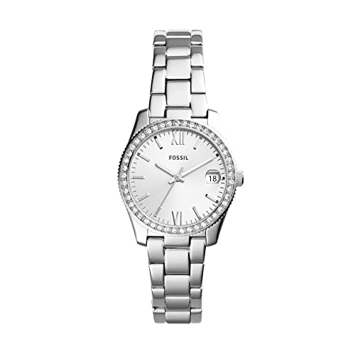 Fossil Women's Scarlette Mini Quartz Stainless Steel Three-Hand Watch, Color: Silver Glitz (Model: ES4317)