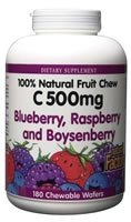 Natural Factors - Natural Fruit Chews (C) Blueberry/Raspberry/Boysenberry - - 180 wafers