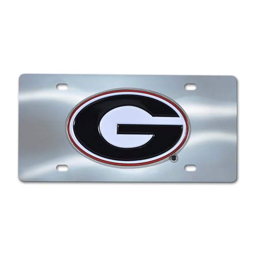 FANMATS 24518 Georgia Bulldogs Stainless Steel Front License Plate with Large 3D Molded Team Metal Emblem