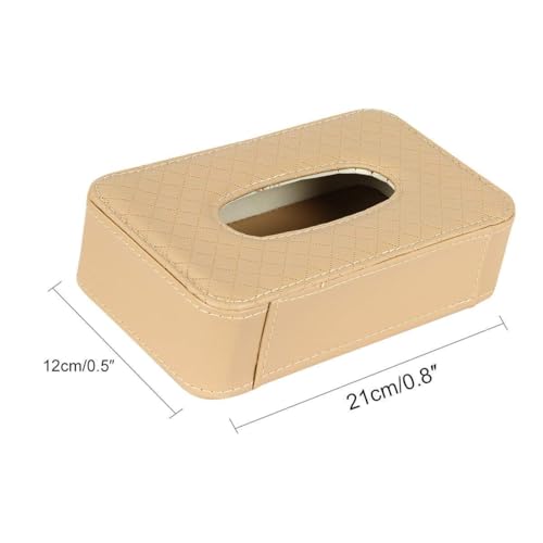 Image of Automaze PU Leather Car Armrest Headrest Back Seat Tissue Napkin Box Holder, Interior Car Accessories (Beige)