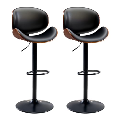 Amerlife SSC024-0395E Modern Swivel Bar Stools Set Of 2, Adjustable Bentwood Counter Height Barstools 24 Inch To 33" thumb #6
