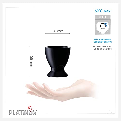 Foto von PLATINUX Schwarze Eierbecher aus Glas Set 6-Teilig Eierständer Eierhalter Frühstück Brunch Egg-Cup Likörgläser max. 35ml