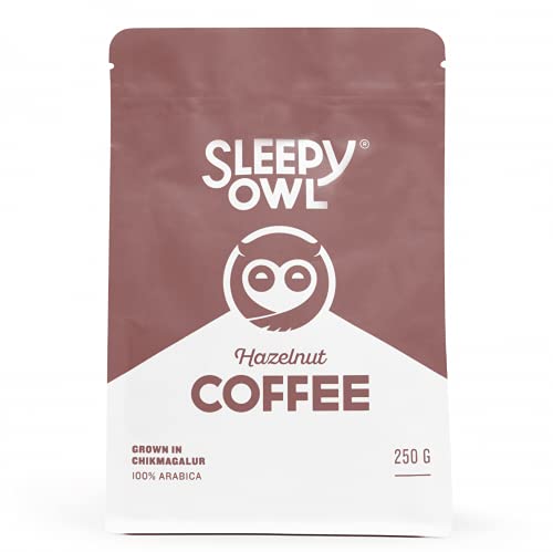 Sleepy Owl Hazelnut Ground Coffee | Fine Grind Coffee | 100% Arabica | Moka Pot | Freshly Roasted & Ground | 250g