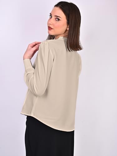 Image of Women's Regular Fit Solid Pleated Cotton Blend Shirts